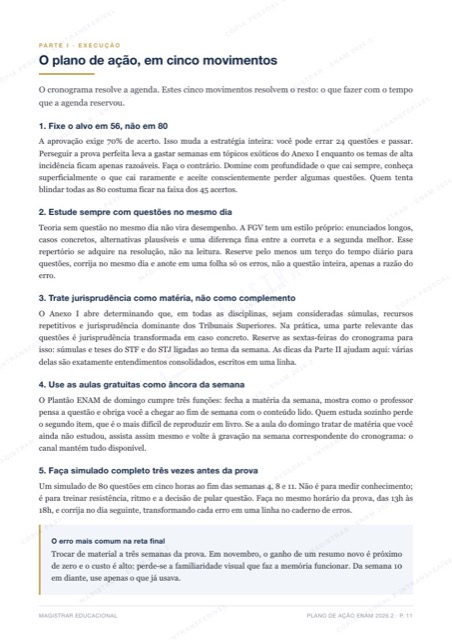 Página do plano de ação em cinco movimentos